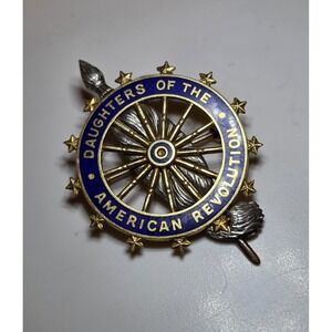 Vintage Rare 14k Gold Daughters Of The American Revolution Pendant Brooch 5.64g